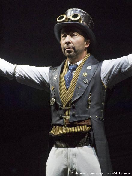 DJ BoBo performing in steampunk-inspired stage costume